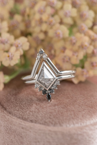 salt and pepper kite diamond ring