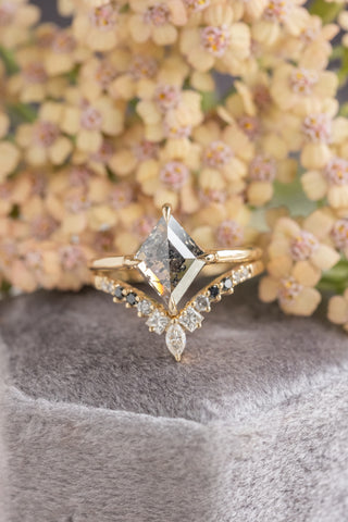 Marquise Diamond Wedding Band, Ombre Willa Setting, 14k Yellow Gold