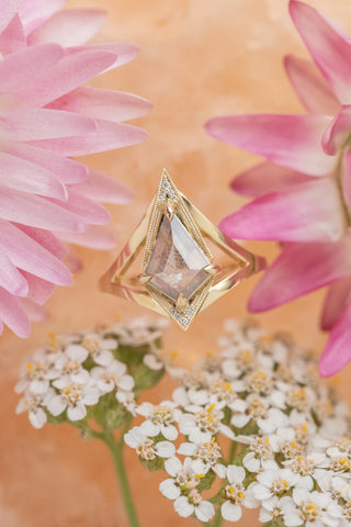 salt and pepper kite diamond ring