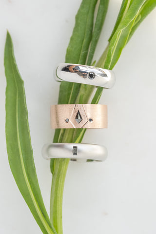 Salt and Pepper Baguette Diamond Mens Sandblast Wedding Band, Platinum