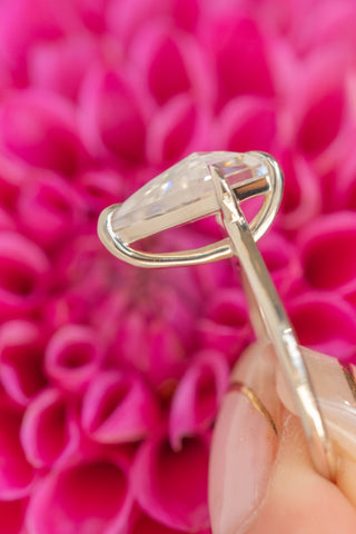 2.14 Carat Kite Moissanite Engagement Ring, Lenora Setting, 14k White Gold