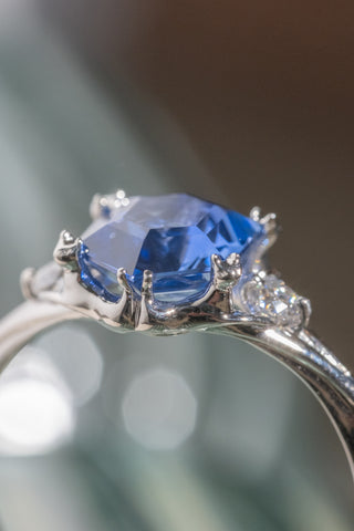 Custom Hexagon Sapphire Cat Engagement Ring