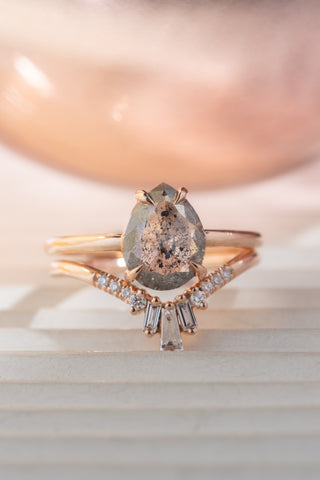 White Diamond Baguette Dawn Wedding Band, 14k Rose Gold