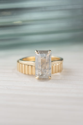 salt and pepper emerald diamond ring