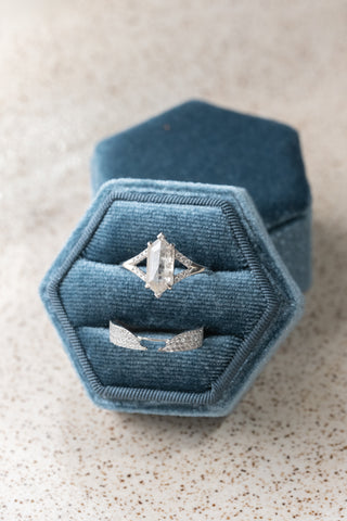 1.85 Carat Salt and Pepper Hexagon Diamond Engagement Ring, Sirena Setting, Platinum