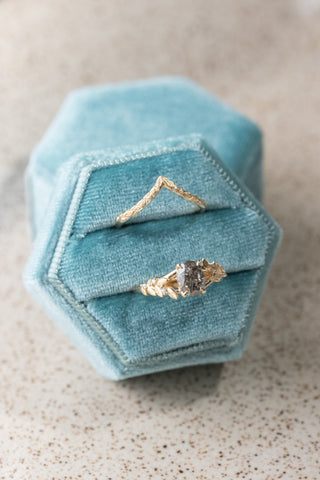 Honeycomb Double Slot Ring Box - Teal