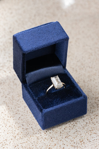 4.43 Carat Salt and Pepper Emerald Diamond Engagement Ring, Lark Setting, 14K Yellow Gold