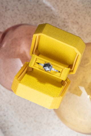 black hexagon diamond ring