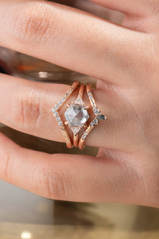 7 Diamond Vintage Vivian Wedding Band, 14k Rose Gold