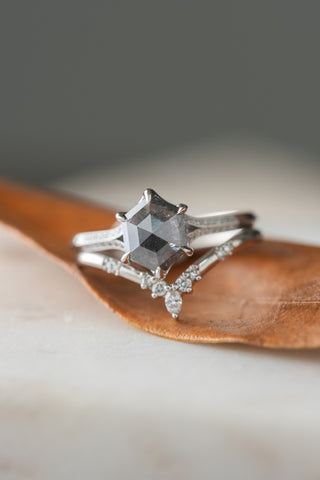 black hexagon diamond ring