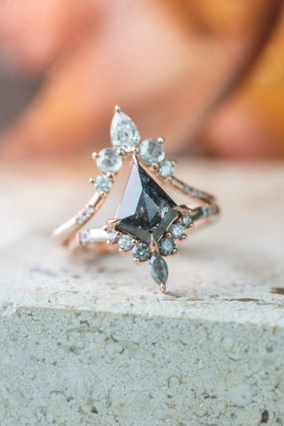 Icy White Diamond Wedding Ring, Flora Setting, 14K Rose Gold