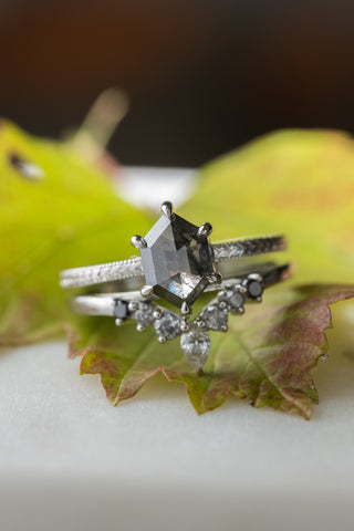 Ombre Diamond Wedding Band, Cassiopeia Setting, 14k White Gold