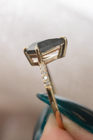 1.38 Carat Salt and Pepper Kite Diamond Engagement Ring, Jules Setting, 14K Yellow Gold