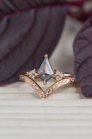 salt and pepper kite diamond ring