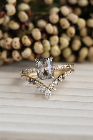 Marquise Diamond Wedding Band, Ombre Willa Setting, 14k Yellow Gold