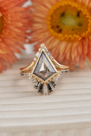 salt and pepper kite diamond ring