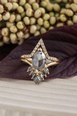 salt and pepper marquise diamond ring