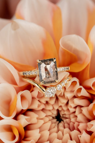 White Diamond Wedding Band, Ryan Setting, 14K Yellow Gold