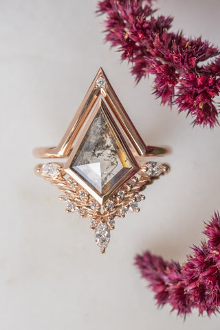 salt and pepper kite diamond ring
