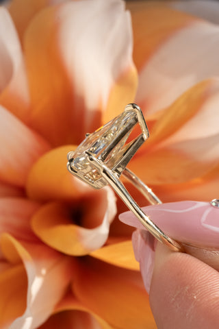 4.29 Carat Clear Shield Diamond Engagement Ring, Lark Setting, 14K Yellow Gold