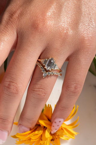 Extra Salt and Pepper Diamond Cassiopeia Wedding Band, 14k Yellow Gold