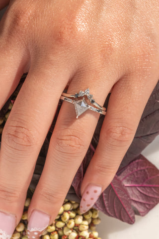 Ombre Pear Cassiopeia Diamond Wedding Ring, 14k White Gold