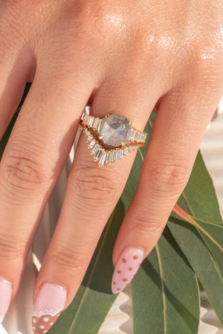 V-Shaped Carly Wedding Band, 14K Yellow Gold