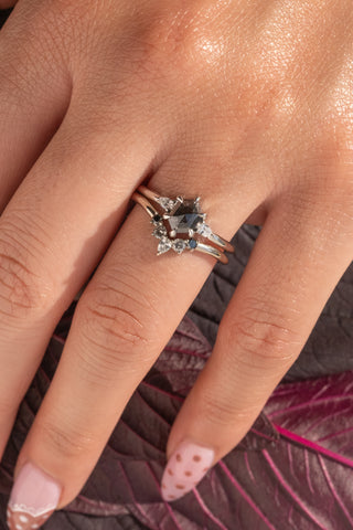 Ombre Pear Cassiopeia Diamond Wedding Ring, 14k White Gold