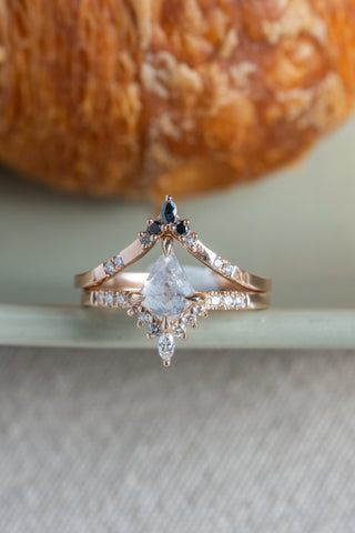 Marquise Diamond Wedding Band, Ombre Flora Setting, 14K Rose Gold