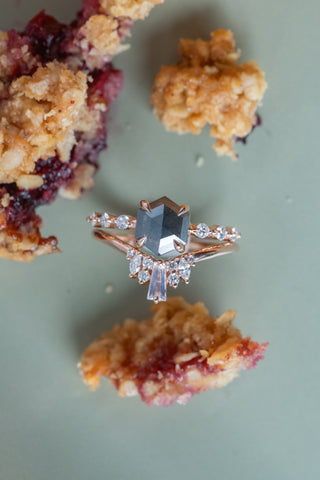 black hexagon diamond ring