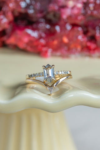 salt and pepper hexagon diamond ring