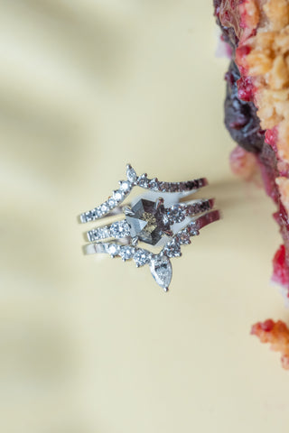 black hexagon diamond ring