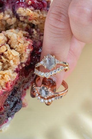 1.51 Carat Salt and Pepper Oval Diamond Engagement Ring, Quinn Setting, 14K Rose Gold