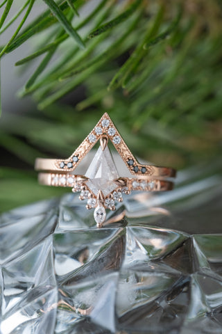 salt and pepper kite diamond ring