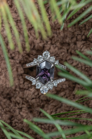 purple hexagon sapphire ring