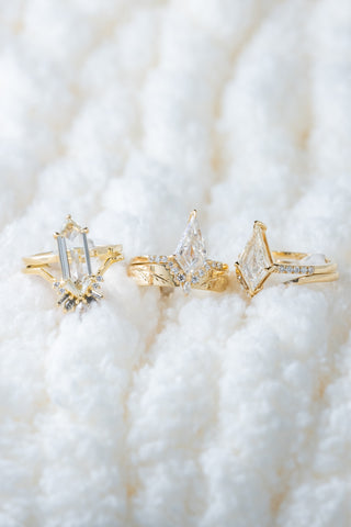 1.16 Carat Clear Hexagon Diamond Engagement Ring, Lark Setting, 14K Yellow Gold