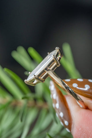 1.16 Carat Clear Hexagon Diamond Engagement Ring, Lark Setting, 14K Yellow Gold