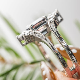 2.20 Carat Purple Hexagon Sapphire and Diamond Engagement Ring, Empress Setting, Platinum