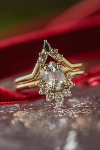 salt and pepper pear diamond ring