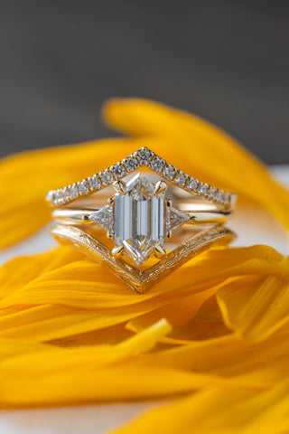 clear hexagon diamond ring