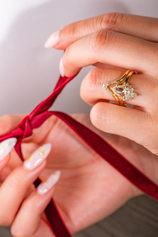 Round and Baguette Diamond V Band, Deep Contour Paloma Setting, 14K Yellow Gold