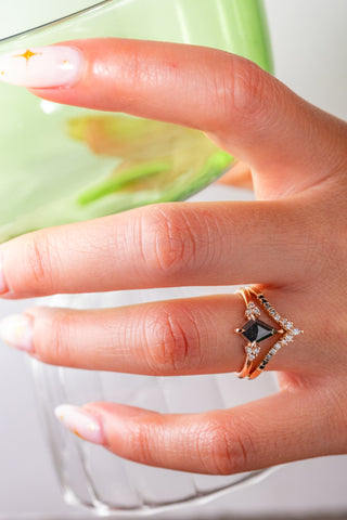 Ombre Diamond Wedding Band, Robin Setting, 14K Rose Gold