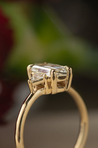 1.08 Carat Clear Hexagon Diamond Engagement Ring, Zoe Setting, 14K Yellow Gold