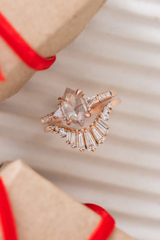 XL Baguette Diamond Wedding Band, Wren Setting, 14K Rose Gold