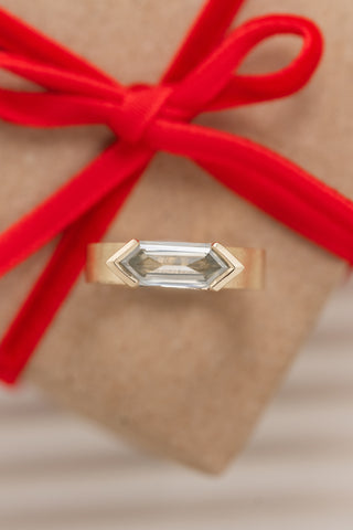 salt and pepper hexagon diamond ring