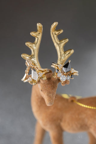 Deer Skull Wedding Band, 14k Yellow Gold