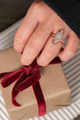 Ombre Diamond Wedding Band, Valeria Setting, 14k Rose Gold