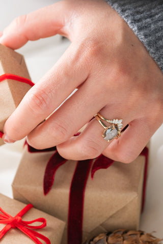 Diamond Wedding Band, Wren Wedding Ring, 14k Yellow Gold