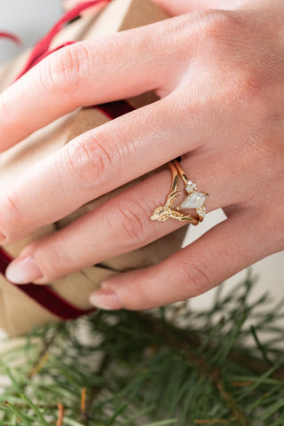 Deer Skull Wedding Band, 14k Yellow Gold