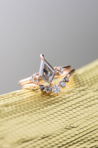 salt and pepper kite diamond ring